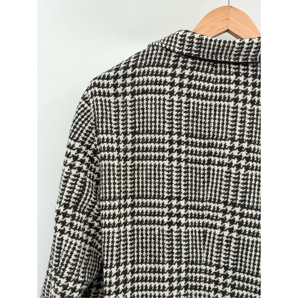 Talbots Jacket Blazer‎ Women 12 Houndstooth Cream Off White Dark Navy Blue Wool - Picture 11 of 15